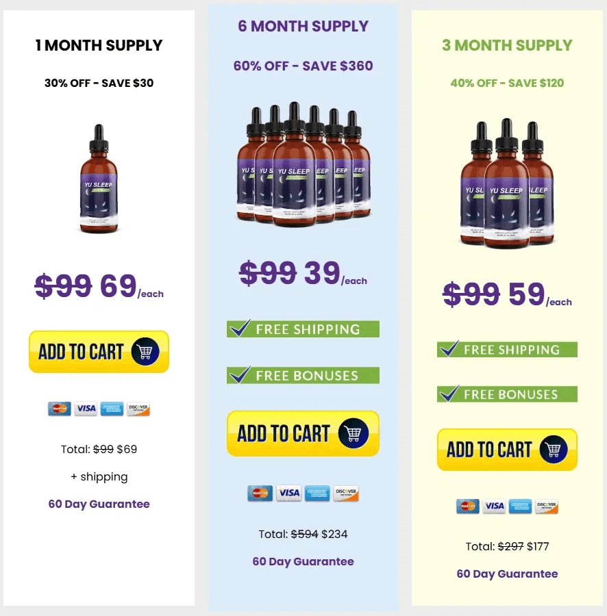 Yu sleep pricing table